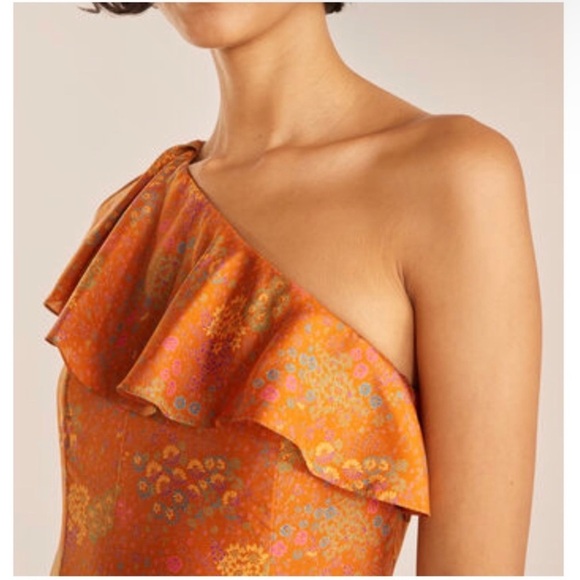 Rebecca Taylor Isabelle One-Shoulder Silk Midi Dress - Picture 4 of 7